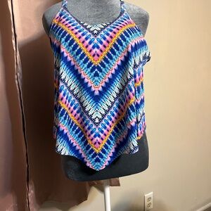 Vibrant Multicolor (tie-dye) Chevron Women's Top Tankini